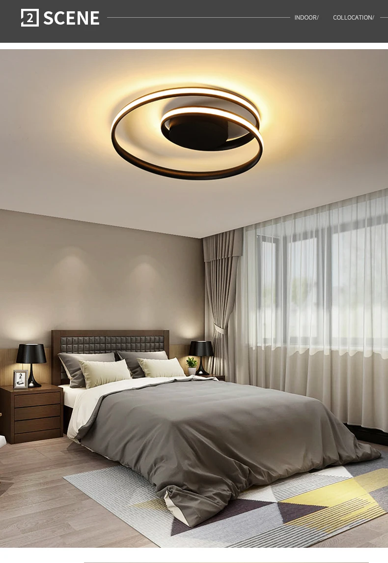 

European style living room study kitchen creative modern LED ceiling chandelier household adjustable light black 220V lamps