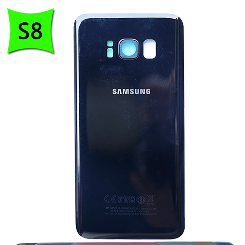 Для samsung Galaxy S8 Plus G950 G955 задняя крышка батарейного отсека стеклянный корпус для S8P S8 задняя крышка батарейного отсека - Цвет: S8 Black with Lens