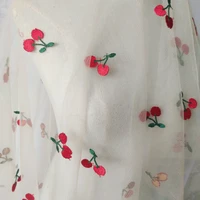 mesh color embroidery cute cherry fruit lace fabric handmade diy doll skirt womens home accessories