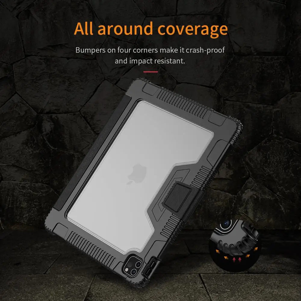 

Nillkin Magnetic Folding Stand Bumper Leather Case Cover Wake Sleep Shell For iPad Pro 12.9 inch 2020 Tablet PC w/ Pencil Holder