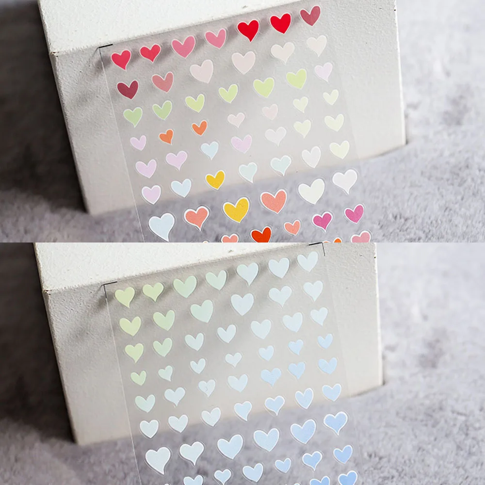 

New Multicolor Love Heart Shaped 3d Nail Sticker Nail Sticker Cute Simple Love Geometric Pattern Fashion Manicure Sticker