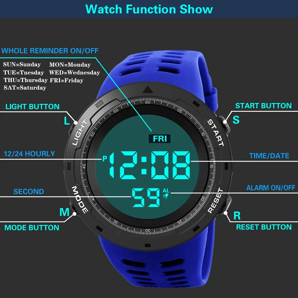 HONHX электронные часы для мужчин Спорт Военная жизнь водонепроницаемый