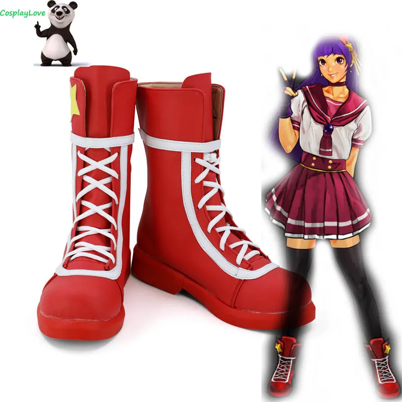 

The King of Fighters XIV Asamiya Athena Red Shoes Cosplay Long Boots Leather Custom Made For Halloween