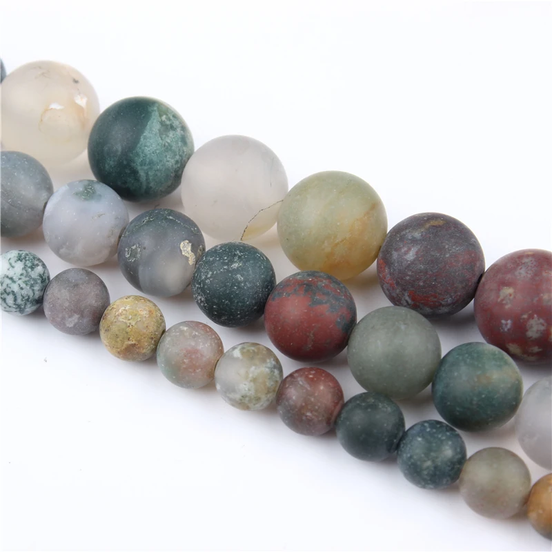 

NaturalJewellryFrosted Indian AgateLooseBead4/6/8/10/12MMSuitableForJewelryMakingDIYBraceletNecklace