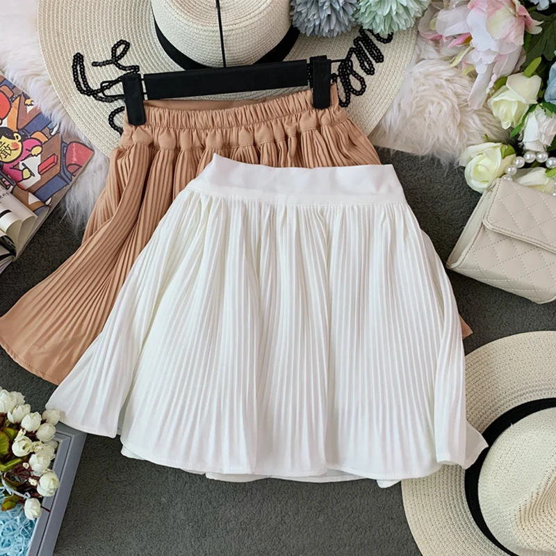 2019 New Spring Summer Chiffon High Waist Pleated Short Half-body Skirt Women Fashion Tide All-match Pants cc947 | Женская одежда