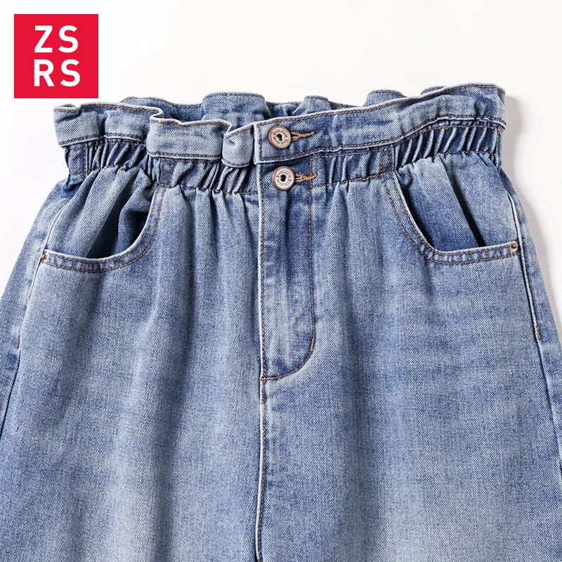 

Zsrs 2020 Blue Jeans High Waist Denim Harem Pants Boyfriend jeans for Woman Loose Trousers High Waist jeans vaqueros mujer