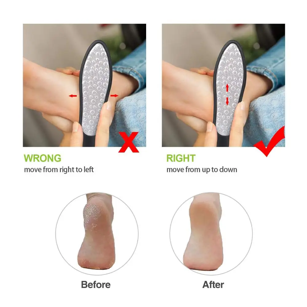 

Stainless steel double Side Foot Files Hard Skin Feet Pedicure Rasp Scrubber foot file callus remover Grinding Foot Skin Care