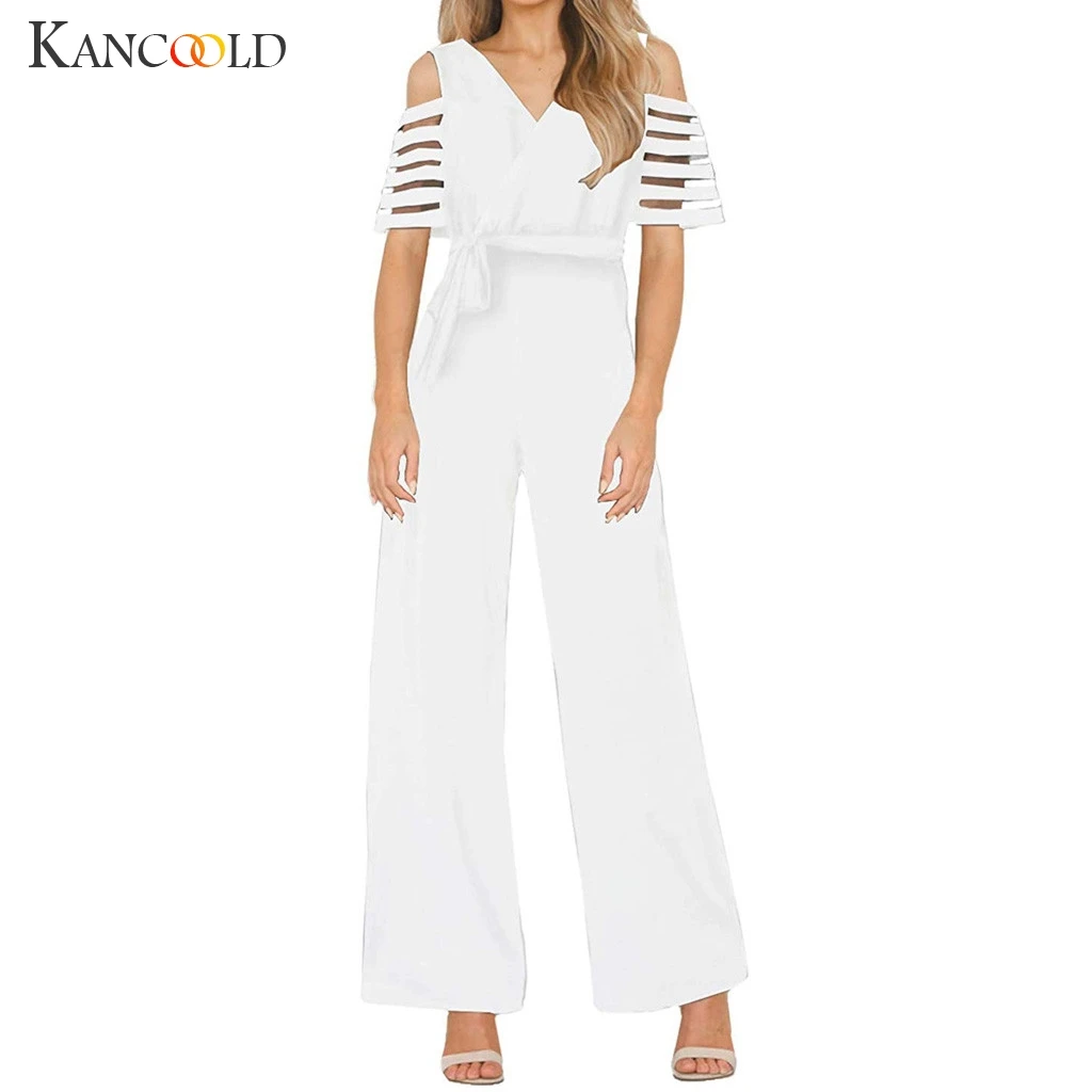 Длинный комбинезон большого размера плюс с широкими штанинами облегающий черный