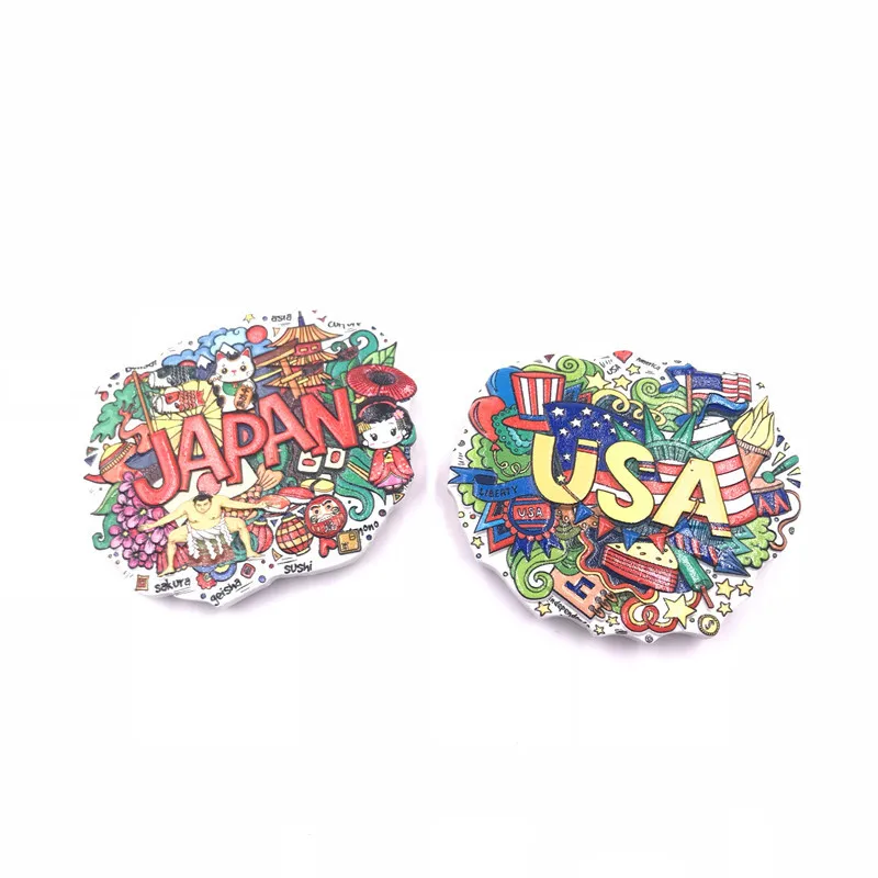 Мировой туристический сувенир на магните холодильник Япония США красочная