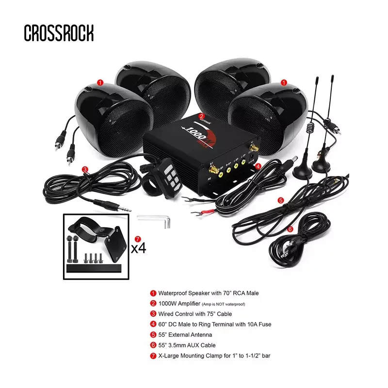 4-канальный Bluetooth Водонепроницаемый ATV UTV RZR двигатель стерео колонки аудио