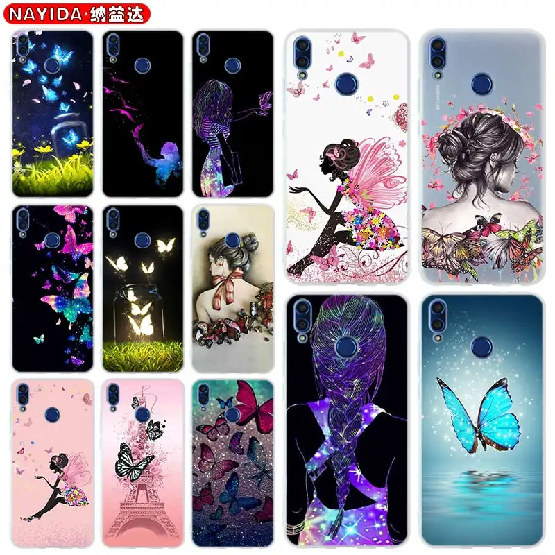 

Силиконовый мягкий силиконовый чехол для Huawei Honor 30 20 10 7a Pro 9 9X Lite 30a 9a 8a 8X 10i 20i, чехол с бабочкой и танцующей девушкой