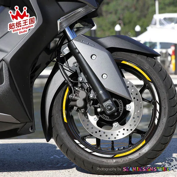 Yellow Для Xmax 250 300 400 наклейки на колеса мотоцикла Светоотражающие Водонепроницаемые обода мотоцикла подходит - Цвет: Yellow