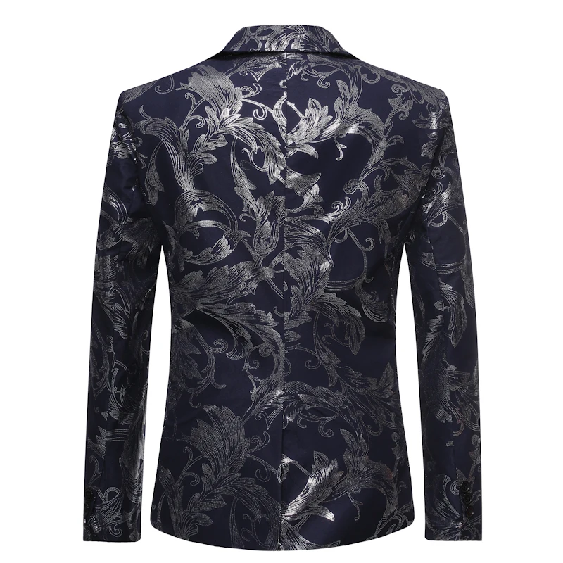 Модный мужской костюм с цветочным принтом Slim Fit Мужской Блейзер Свадебный Жених