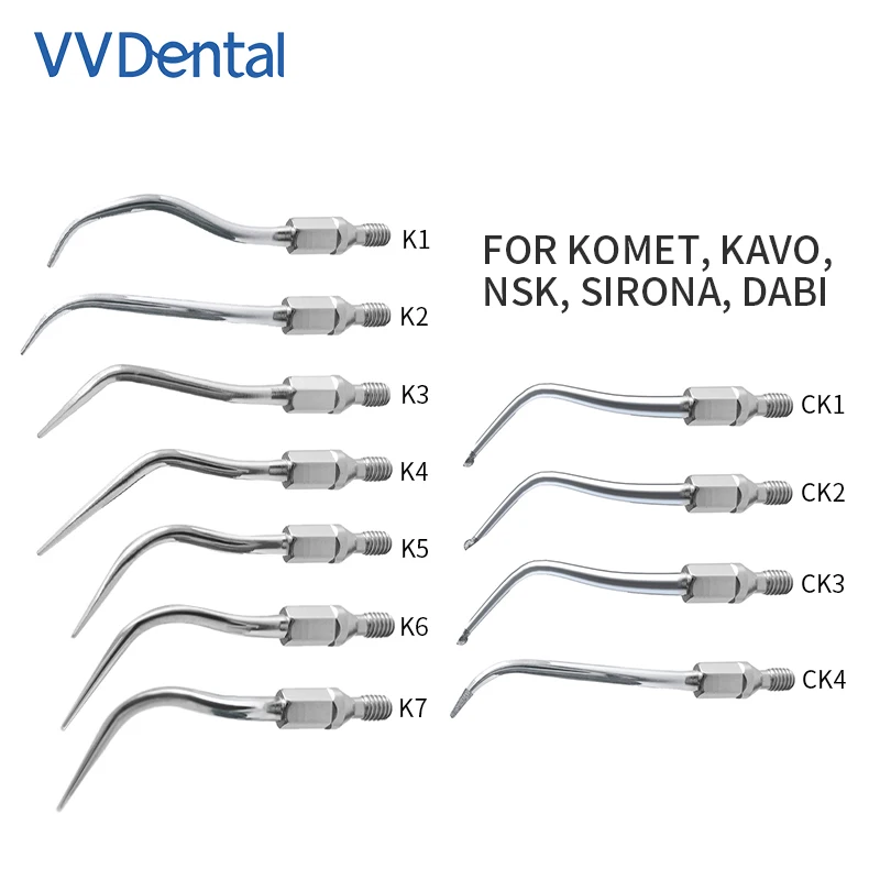 Наконечники скалера VVDental K1 K2 K3 K4 K5 K6 K7 для KOMET SONIC LINE AIR KAVO SONICFLEX DABI/SIRONA SIROAIR NSK TI-MAX Scale |