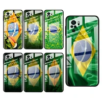 tempered glass cover brazil brazilian flags for xiaomi redmi note 10 10s 9t 9s 9 8t 8 7 pro max shockproof phone case