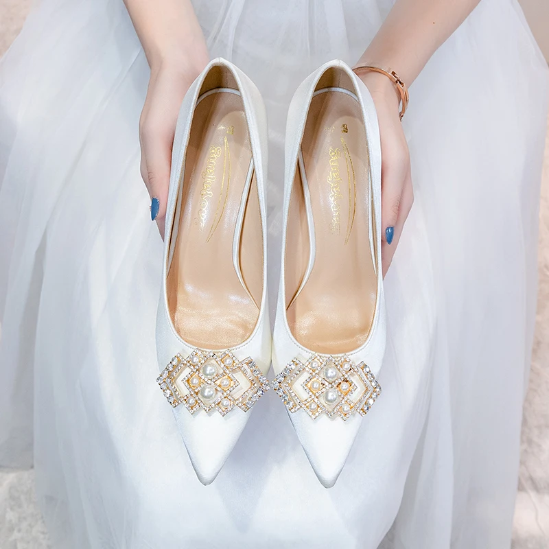 

BaoYaFang/Новое поступление 2020 года; Женская свадебная обувь; Свадебные туфли на высоком каблуке; Женские вечерние модельные туфли; Модные женские туфли-лодочки; Большие размеры