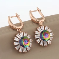 new fashion earrings round large crystal dangle earrings for women wedding luxury zircon jewelry 2022 jewelry