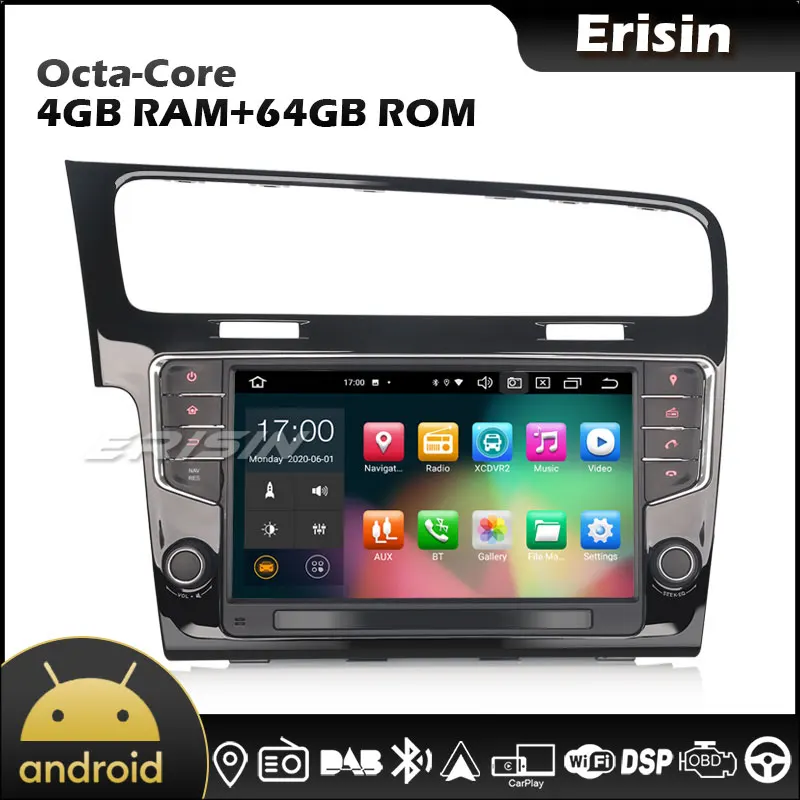 Erisin EU Warehouse 8111 9 &quotAndroid 10 0 GPS DAB DSP CarPlay Android Auto 64G Автомобильное стерео для VW GOLF VII 7 |