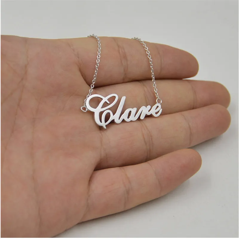 

Ожерелье из нержавеющей стали цвета розового золота и серебра с именем на заказ