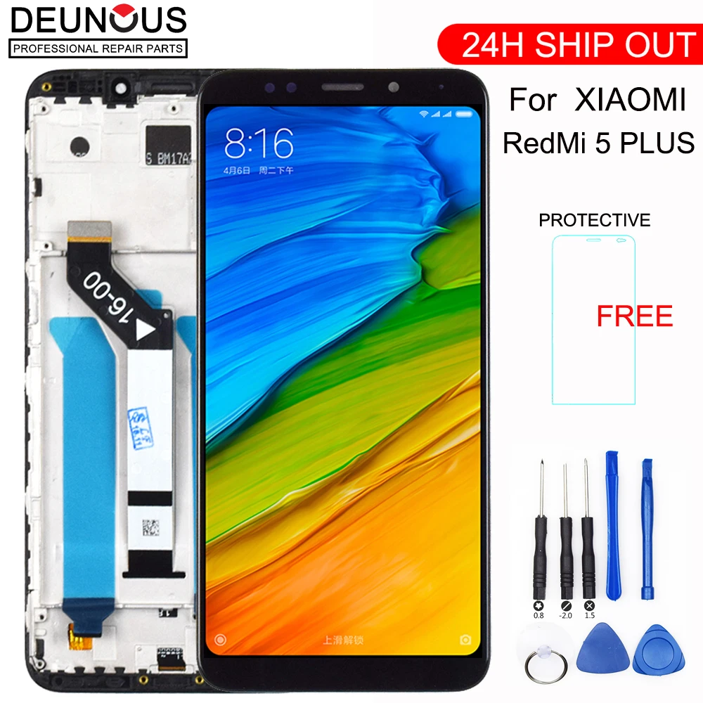 Для Xiaomi Redmi 5 Plus ЖК-дисплей дигитайзер рамка 10 точек сенсорный экран ЖК