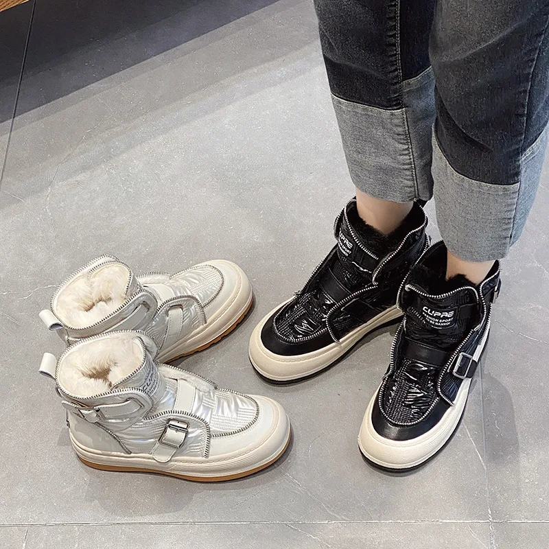 

Женские зимние ботинки Mr Co, теплые кожаные ботинки с бархатной подкладкой, Нескользящие, с хлопковой подкладкой, для отдыха, для зимы, 2021