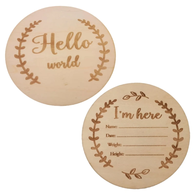 

Wooden Milestone Cards Growth Commemorative Handmade Baby Birth Monthly Recording Card Newborn Shower Gift