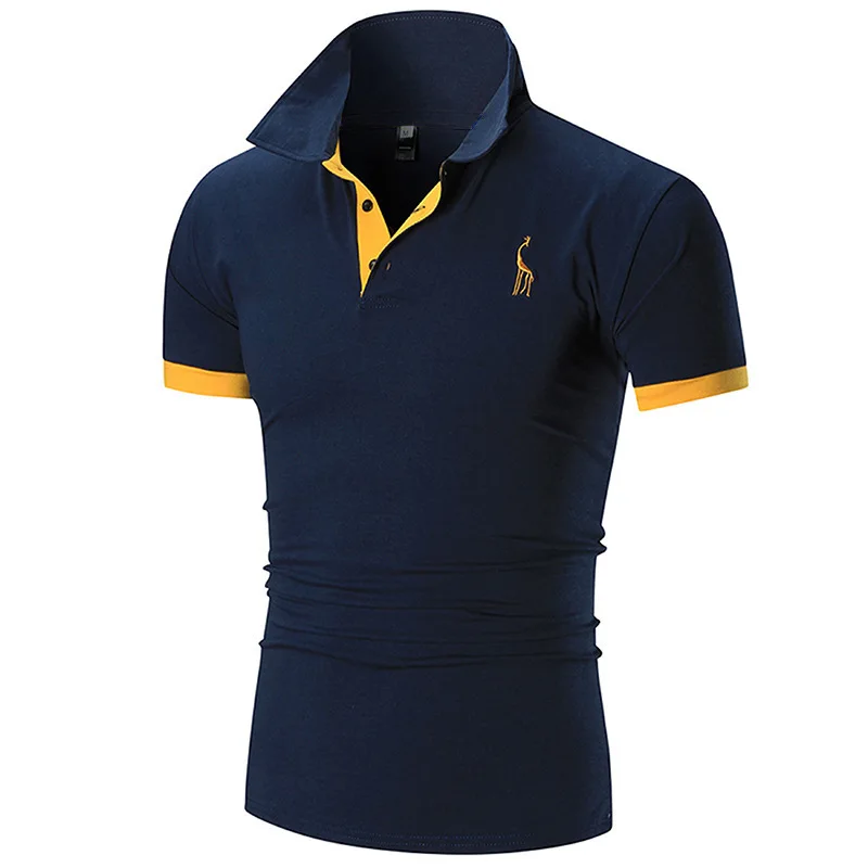 

Men's Polo Shirt Multicolor Short Sleeve European And American Leisure Deer Embroidery Top Outdoor Slim Thin