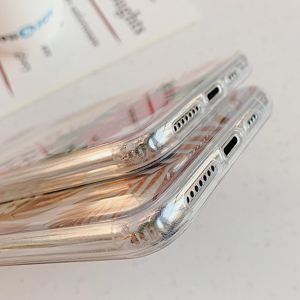 LOVECOM листья и ананас Прозрачный чехол для телефона для iPhone 11 Pro Max XR XS Max 7 8 Plus X Прозрачная мягкая Гальваническая задняя крышка