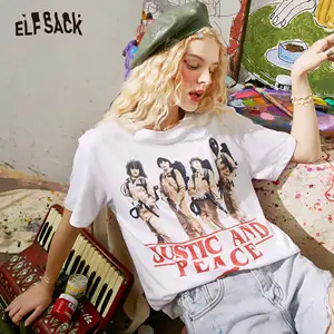 Женская футболка с коротким рукавом elfsack, белая Повседневная футболка с графическим принтом в стиле Харадзюку на лето 2020