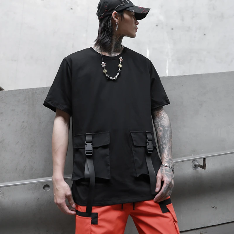 

New Streetwear Hip Hop Pockets Tshirts 2020 Men Creative Tees Men Harajuku Pocket T-Shirt Summer New Style T Shirt Men