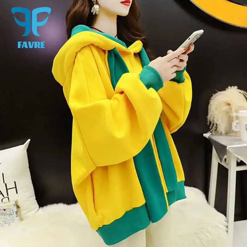 

FAVRE Fleece Thickened Hoodies Women Autumn Casual Loose Hooded Sweatshirts Long Sleeve Warm Pullovers Oversize Fashion Tops