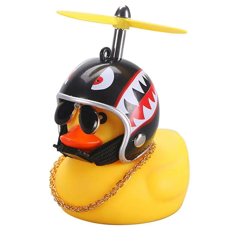 

Duck Toy Car Ornament Yellow Duck Car Dashboard Decorations With Propeller Helmet For Adults Children Accesorios Del Coche Anime