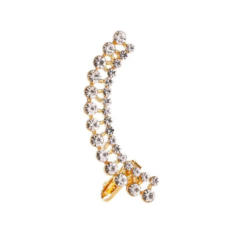 001 gold DIEZI цельные корейские Роскошные серьги-каффы для женщин и девушек, модные серьги-клипсы с кристаллами серьги-Каффы - Окраска металла: 001 gold