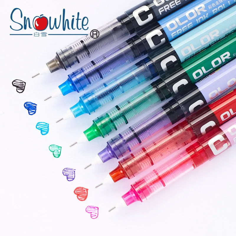 

7pcs/set 0.38/ 0.5mm Simplicity color Large Gel Pen Needle type quick-drying straight liquid type ball pen color water Gel Pens
