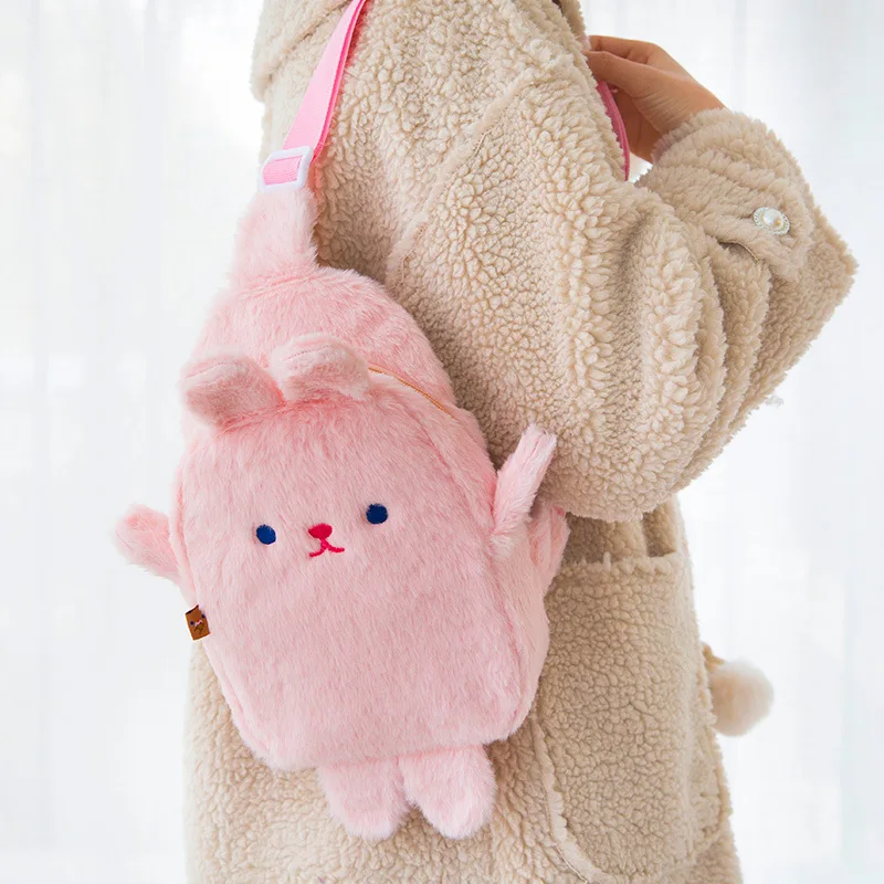 

Kawaii Plush Sling Shoulder Bag Women Cute Bear Mini School Cross Body Bag Soft Girl's Chest Tote Travel Cartoon Plush Back Pack