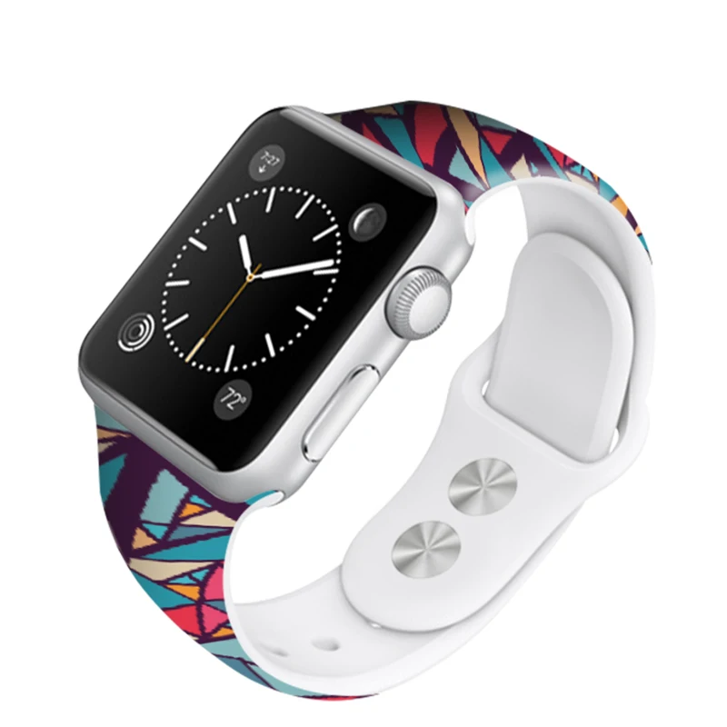 40mm 44mm Printing Watch Bands For Apple Watch 4 Rubber Strap Sport Bracelet 42mm 38mm For Iwatch 3 2 1 Accessories