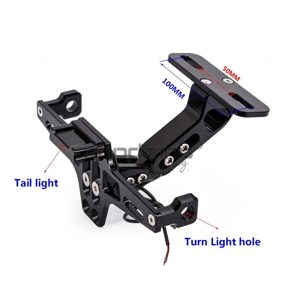 

Motorcycle Adjustable Angle Aluminum License Number Plate Frame With Led Indicator Light Holder Bracket Universal