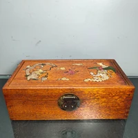 11chinese folk collection old rosewood mosaic color shell dragon and phoenix statue jewelry box storage box office ornaments
