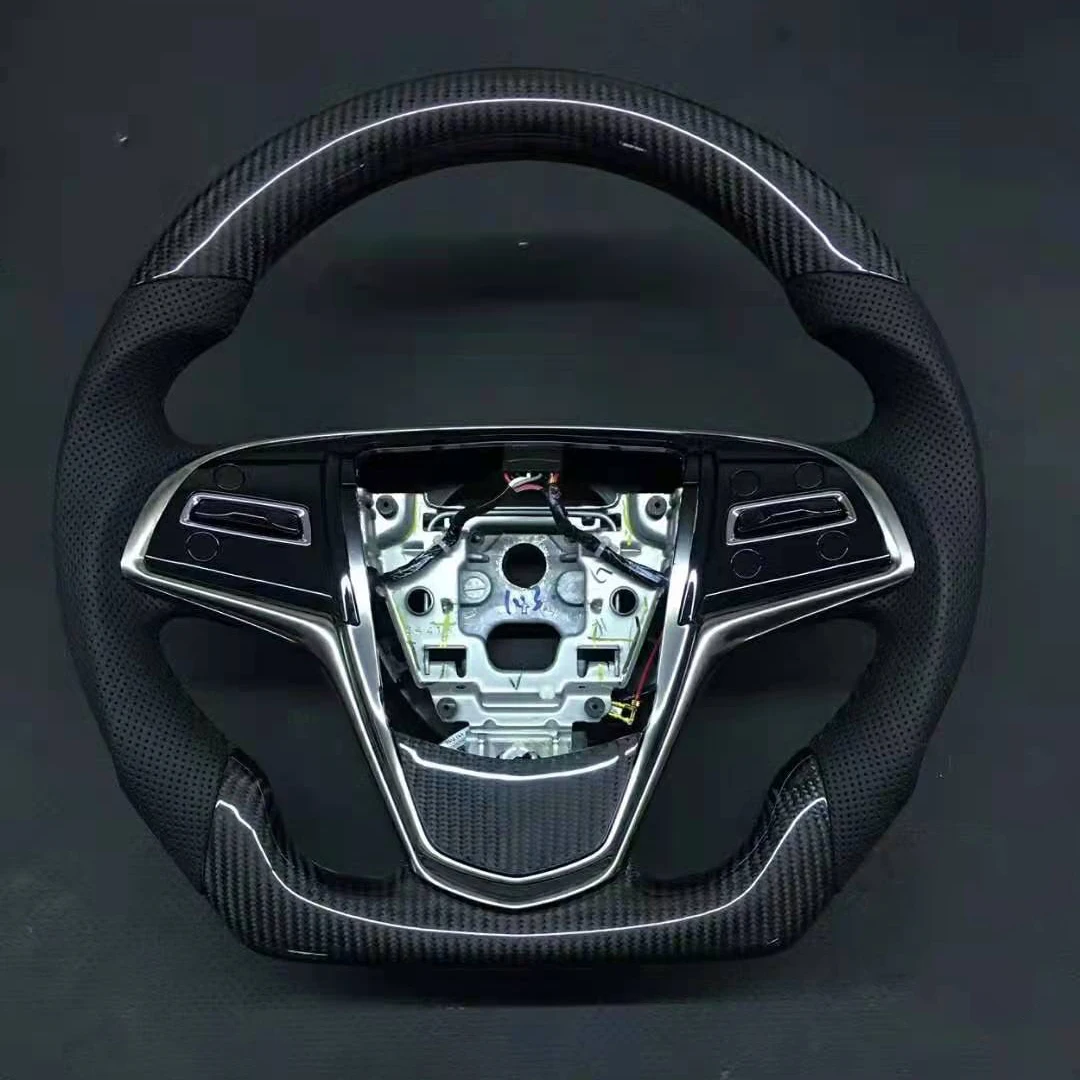 

Matt/Gloss Cuatomized Real Carbon Fiber Sports Steering Wheel Alcantara Leather compatible for Cadillac ATS-L CTS ATS 2017-2021