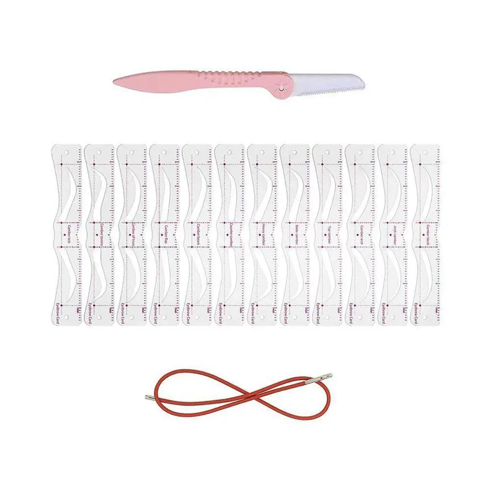 

Eyebrow Stencils Shaper Grooming Kit Reusable Eyebrow Eyebrow Strap Tool DIY Grooming With Eyebrow Template & Razor K6V5