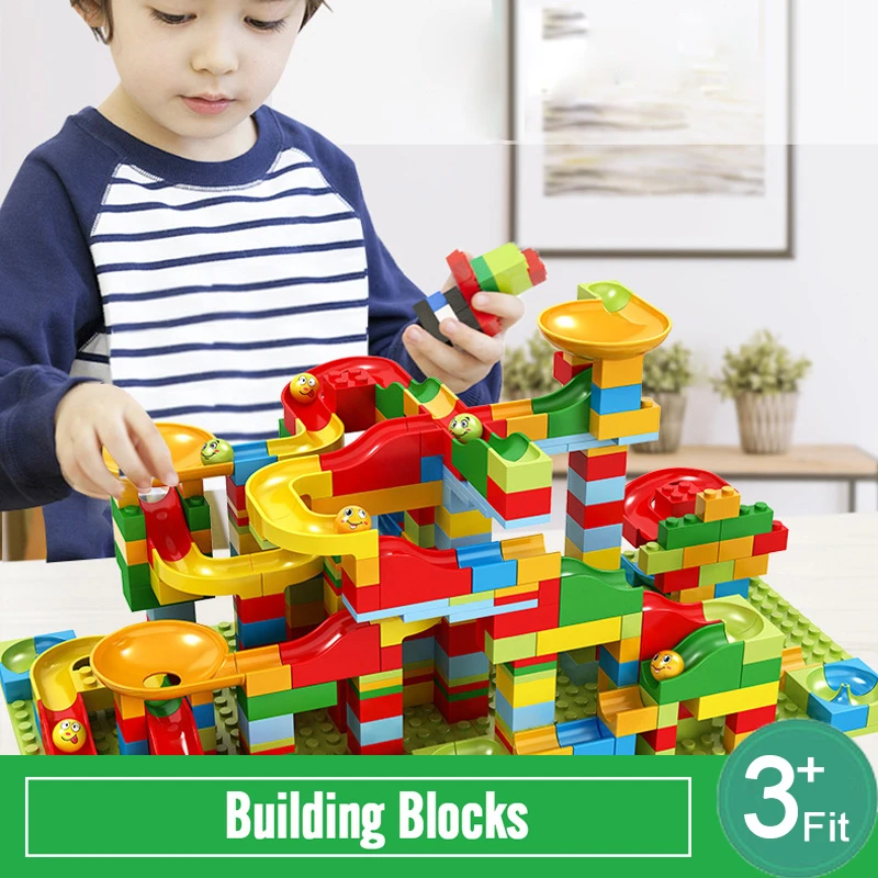 

54-330PCS DIY Funnel Slide Bricks Marble Race Run Maze Ball Track Building Blocks Set Assemble Model Toys For Children