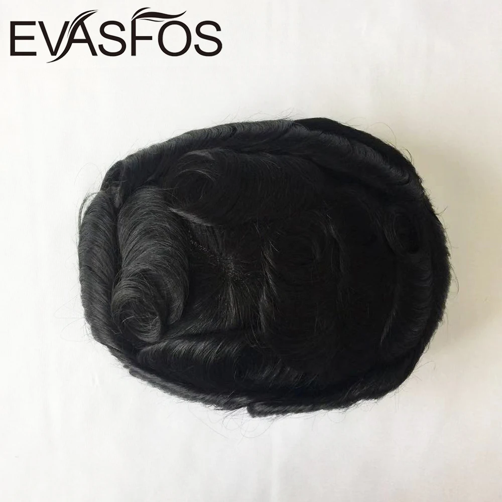 EVASFOS тонкие моно натуральные человеческие волосы парик прозрачный мужской