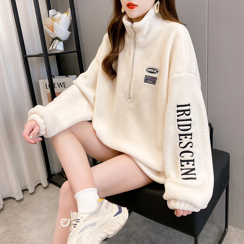 Женское плюшевое пальто из овечьей шерсти новинка 2021 осенне-зимняя модная куртка