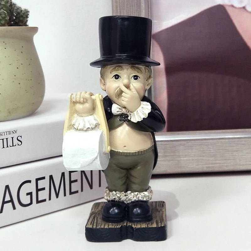 

Toilet Butler with Roll Paper Holder Resin Ornament for Bathroom Super Cute TS1