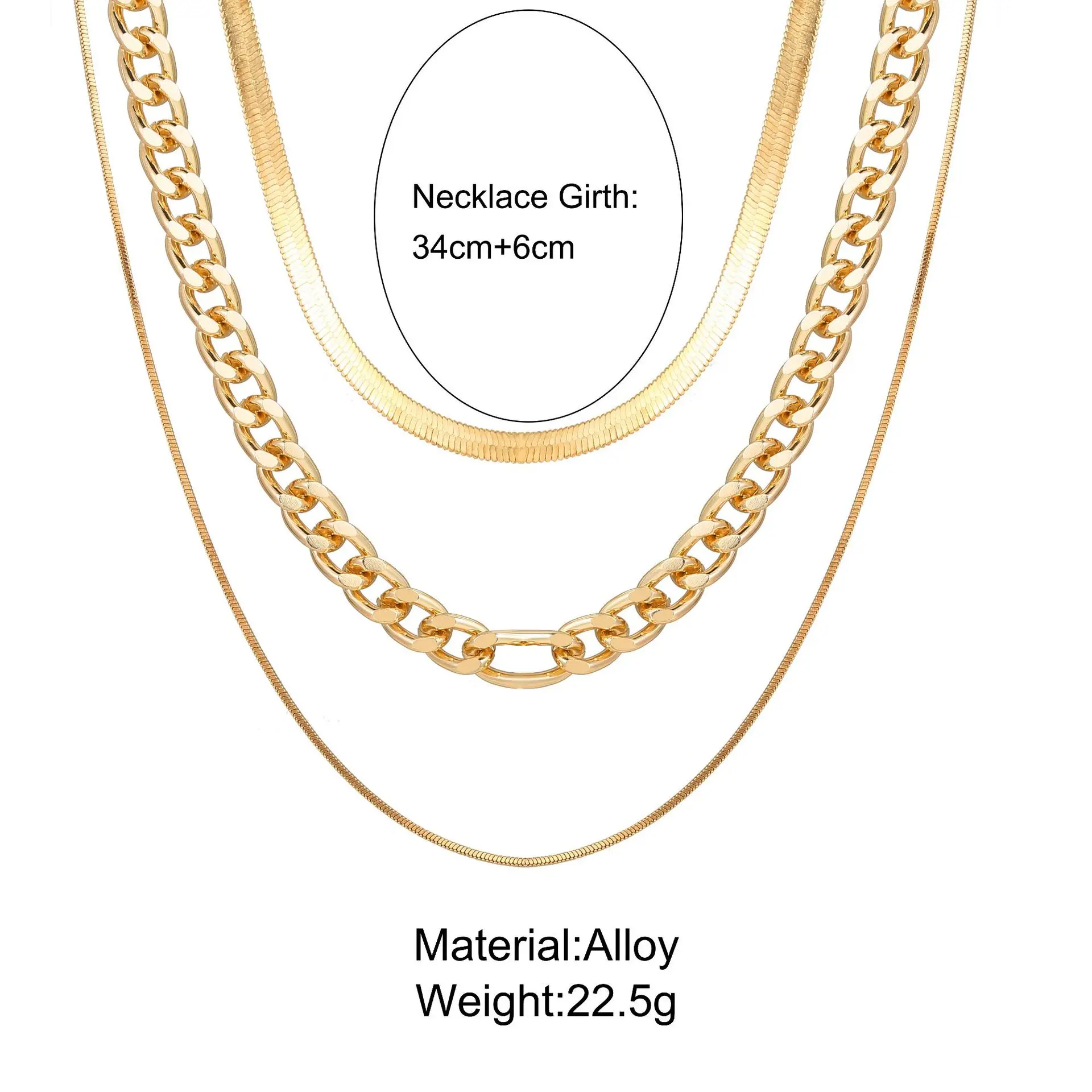 

HebeDeer Fashion Simple Multilayer Necklace For Women Thick Chain Stacking Necklaces Clavicle Chain Jewelry Collares Collier