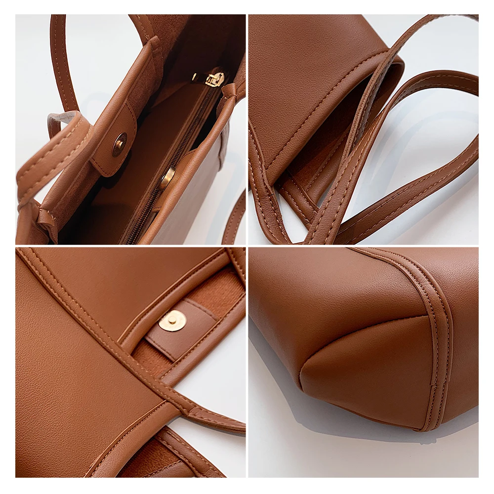 vintage solid color pu leather shoulder bag for women 2021 luxury design crossbody bag large capacity ladies office handbag free global shipping