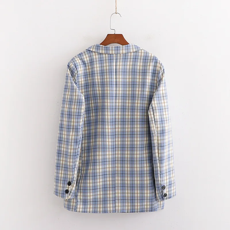 korean fashion lattice 2020 suit for womens blazer loose single breated coat ladies formal plaid blazers summer suits | Женская одежда