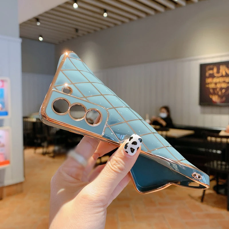 luxury gold plated geometric mobile phone case suitable for samsung a12 a52 a72 s21 s32 plus ultra all inclusive anti drop case free global shipping