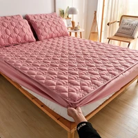 bedding solid color quilted mattress cover thicken bed single queen king soft plush sheet pillow case bed sheet mattress topper