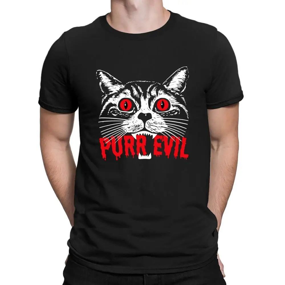 

Простая однотонная хлопковая футболка для влюбленных пурр зло сатана кошка новое поступление мужские изображения высшее качество отлично...